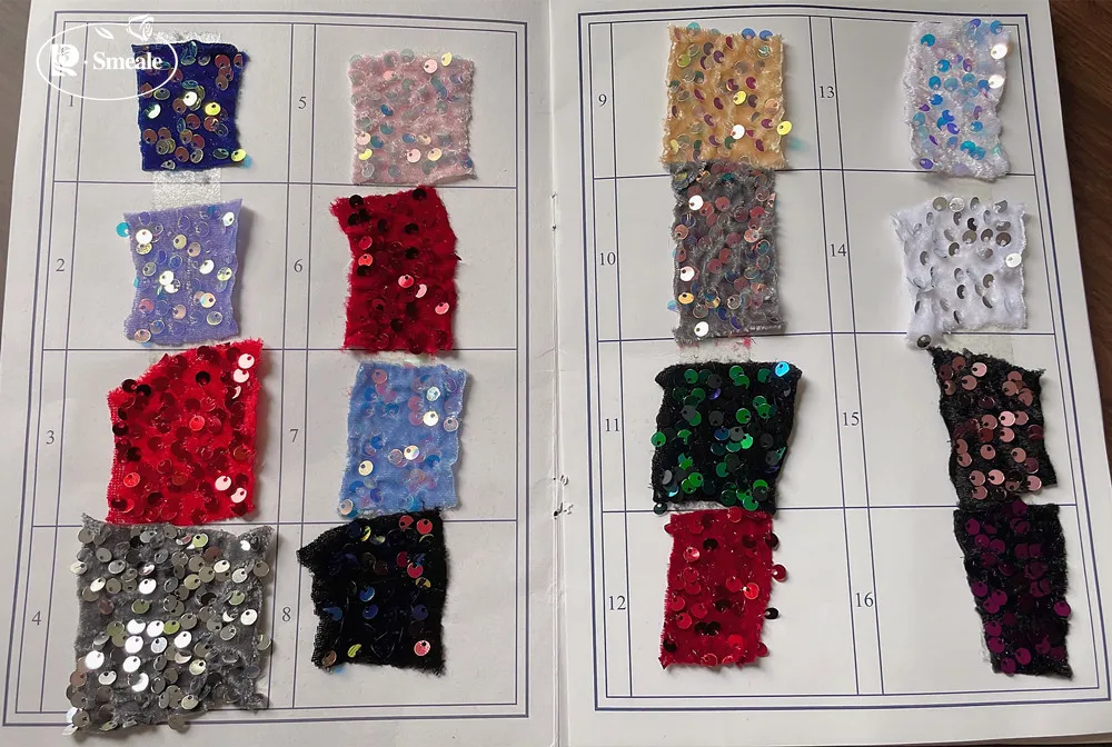 50 Farben können wählen, hochdichter Samt-Stretch-3D-Stoff, 5 mm Pailletten, Party-Glitzer-Kleiderstoff zum Nähen – Detail 2
