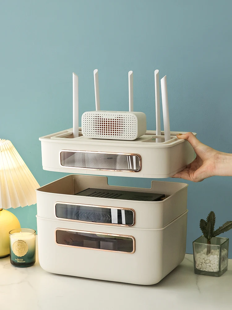 

Storage box TV box Hidden rack Plastic material Solid color Multi-layer large-capacity socket Wire finishing Simple and modern