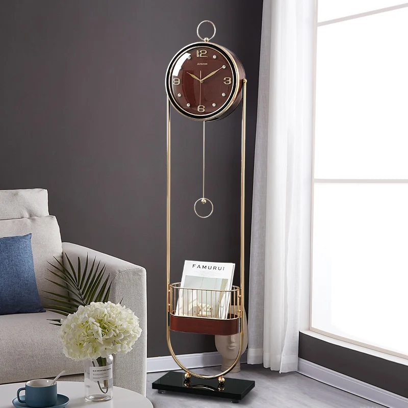 

XK Light Luxury Metal the Grandfather Clock Modern Simple Mute Large Clock Villa Luxury Creative