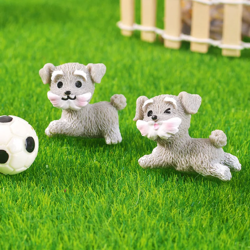 

8pcs Miniature Schnauzer Dog Resin Tiny Puppy Sculptures Cute s Home Decor Indoor Outdoor Durable Pet Decoration Animal