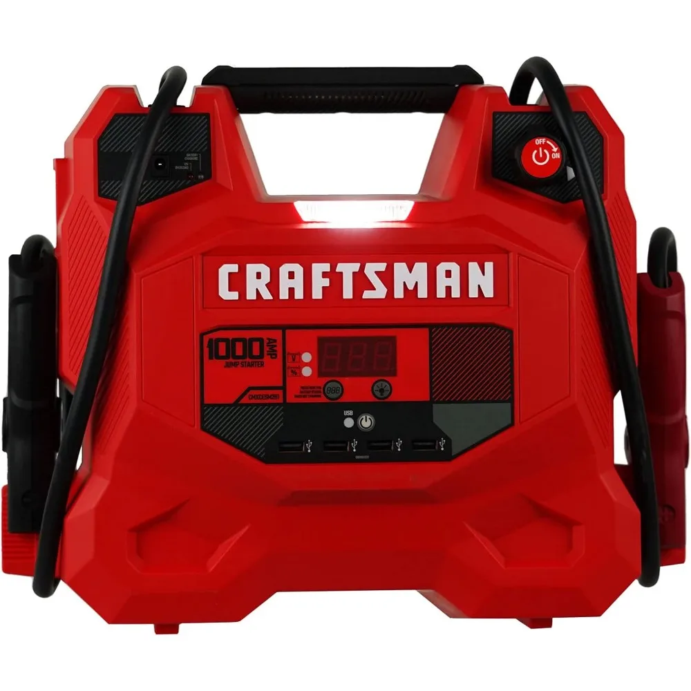 

3-in-1 1000A Car Battery Jump Starter and Portable Power Station with 12V DC and 2.4A USB Charging for 12V Vehicles