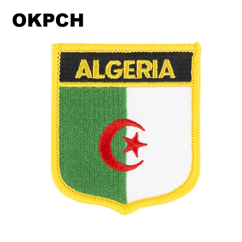 Albania Algeria Afghanistan Montenegro Argentina United Arab Emirates Azerbaijan Flag Shield Shape Iron on Embroidery Patches