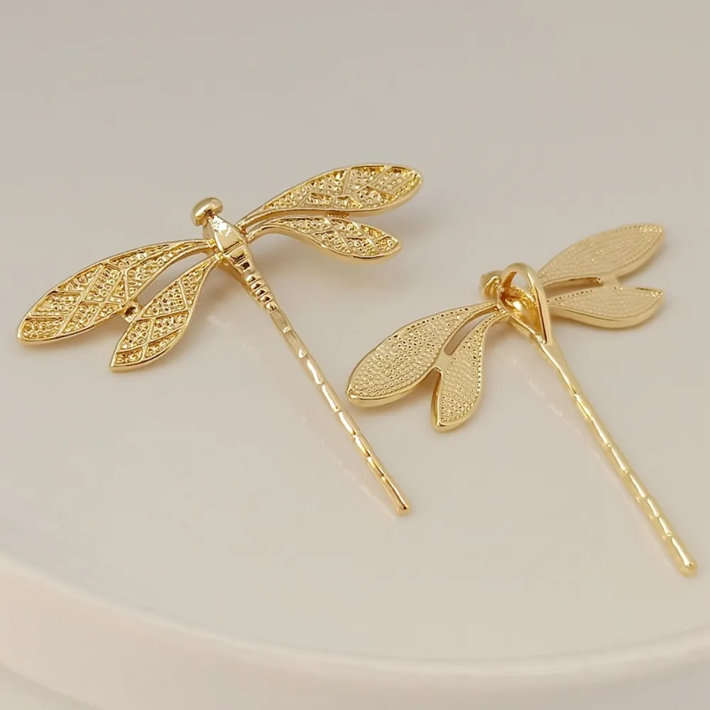 14K Gold-plated Dragonfly Pendant, Handcrafted Hairpin Accessory, DIY Handcrafted Handcrafted Hanfu with Tassels and Steps