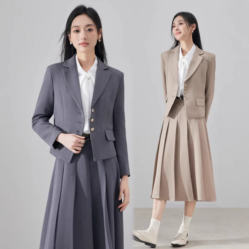 

Gray Women's Suit Set2025New High-End Professional Wear Commuting Teacher Certification Interview Formal Long-Sleeve Workwear