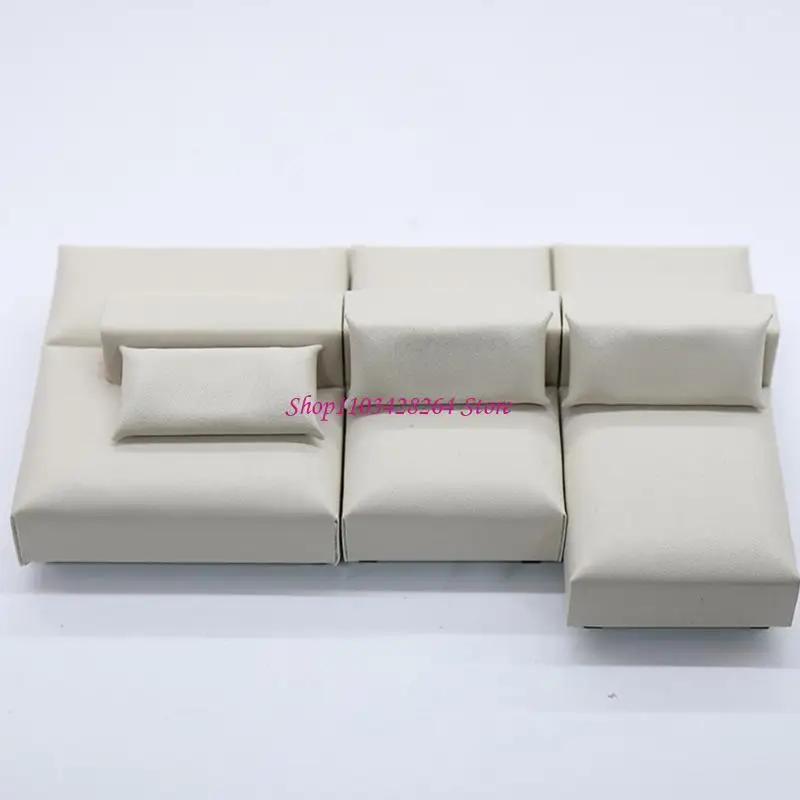 Simple Couch Mini Sofa Set Soft Fabric Dollhouses Furniture 1/20 Scale Leather Couch with Model Displays