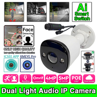 Outdoor IP POE Camera 5MP 4MP Mic Audio Infrared Full Color Dual Light RTSP Xmeye Panoramic Fisheye 1.7mm Waterproof Smart AI