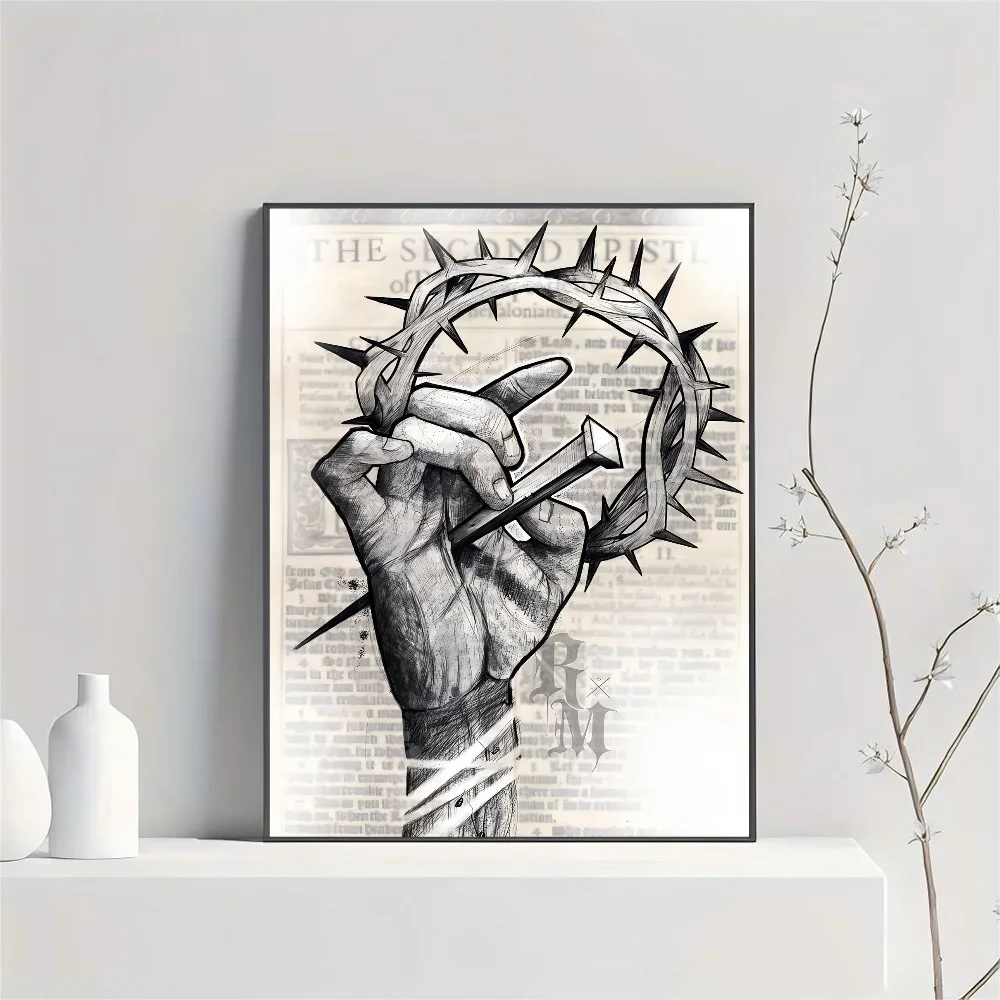 1pc frameless Canvas Son of God Jesus Cross Holy Light Wall Art, HD Canvas Print Poster, Suitable for Home, Living Room, Room De view 5