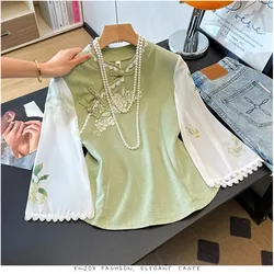 Chiffon Women's Shirts Chinese Style Embroidery Blouses Loose Fashion Women Tops Spring/Summer Floral Vintage Clothing