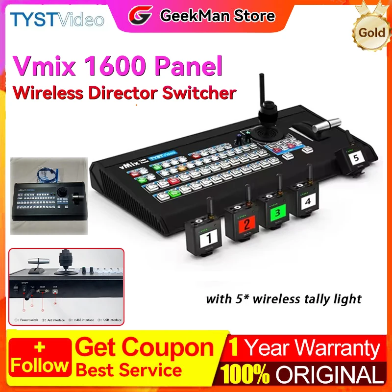 TYST Video Switcher Vmix 1600 TY-1600HD Panel Wireless Director PTZ Control Tally Light for Live Streaming Broadcast Recording