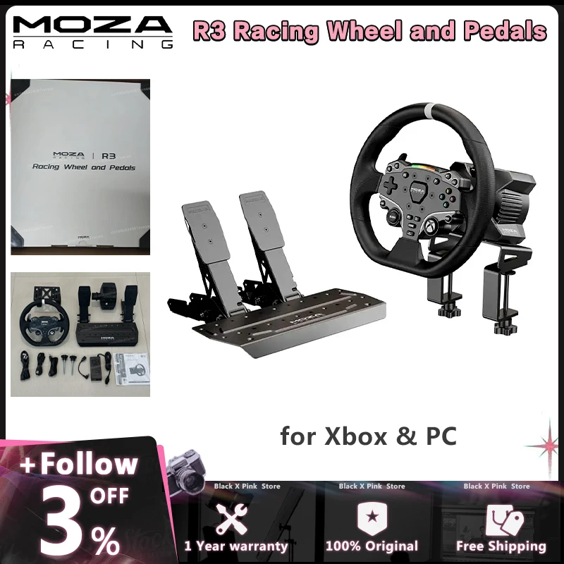 MOZA Racing R3 3.9Nm 직접 구동 조향기 베이스, Xbox 및 PC용 완벽한 레이싱 경험을 위한 선택