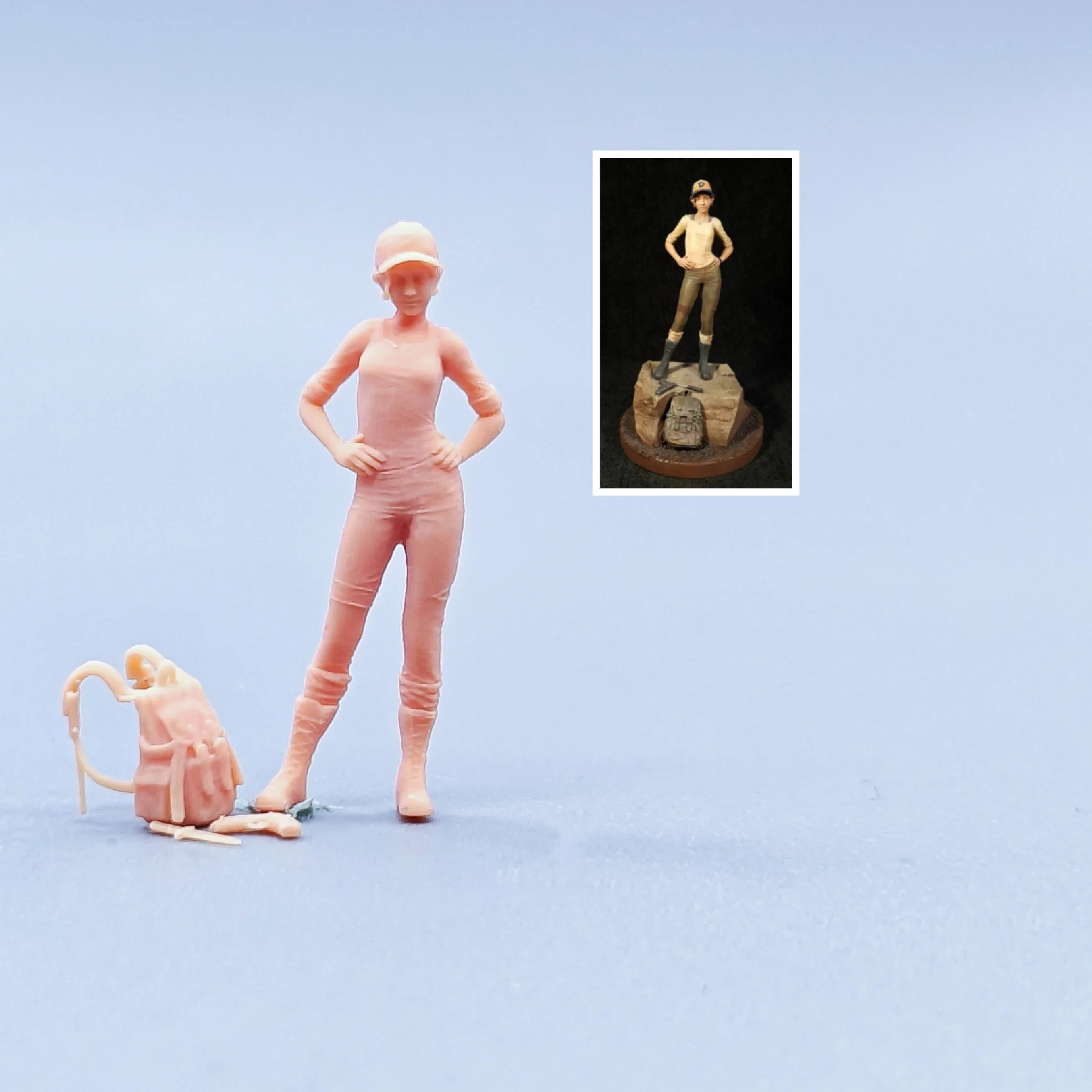 1/64 Figuren Maßstab Modell Harz Outdoor Camping Frauen ungefärbte Miniaturen Diorama handbemalt C319