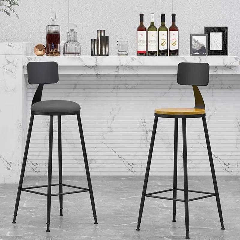 High Stool With Backrest Tabouret Design Bar Chair Aesthetic Wheels Office Chairs House Mini Home Furniture Minimalist Gray Shop