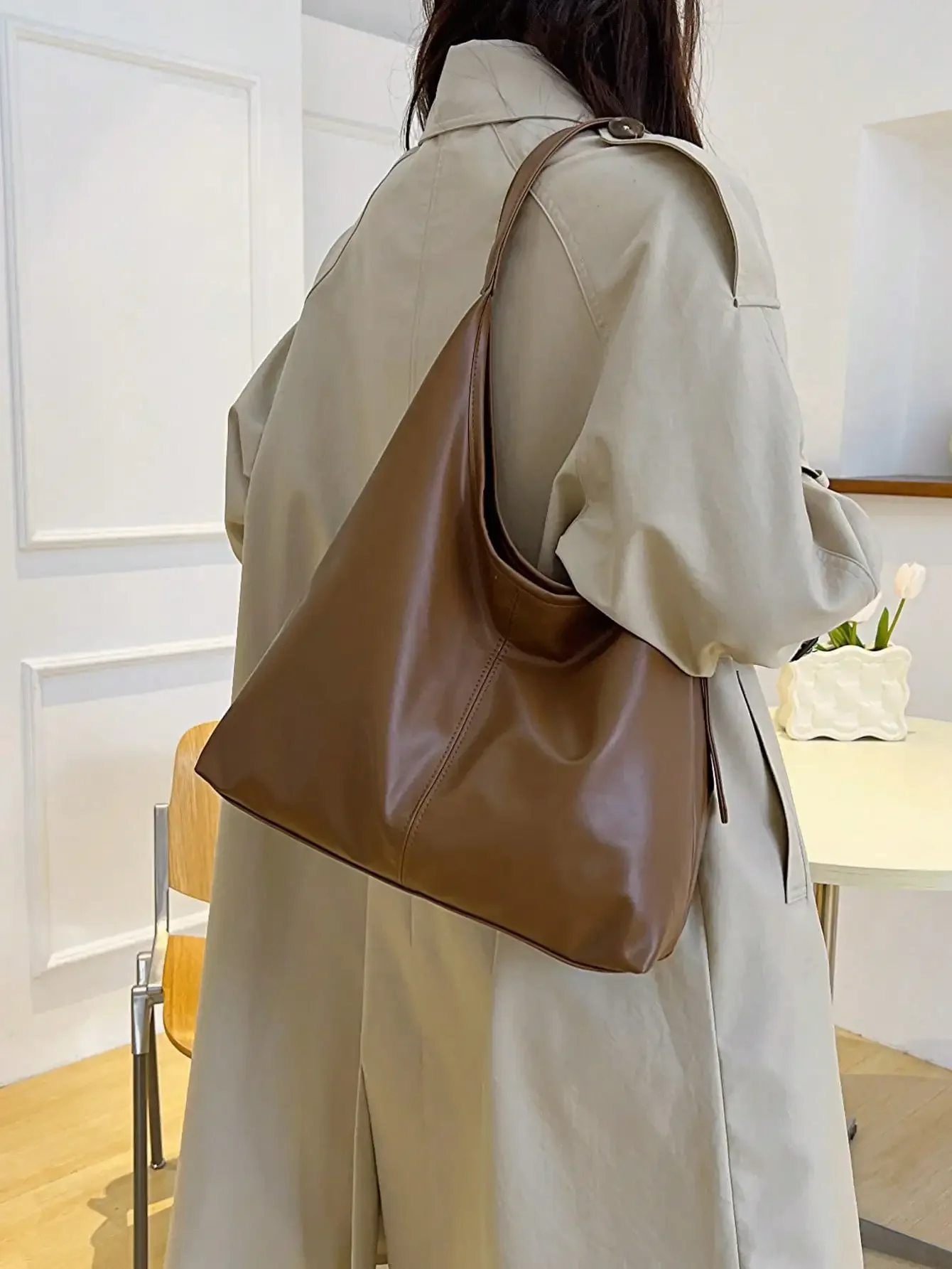 Large Capacity Solid Color Women's Shoulder Bag, Multifunctional Crossbody Bag, Women's Shoulder Tote Bag, Large Capacity Crossbody Tote Bag, Casual Work Bag image 5