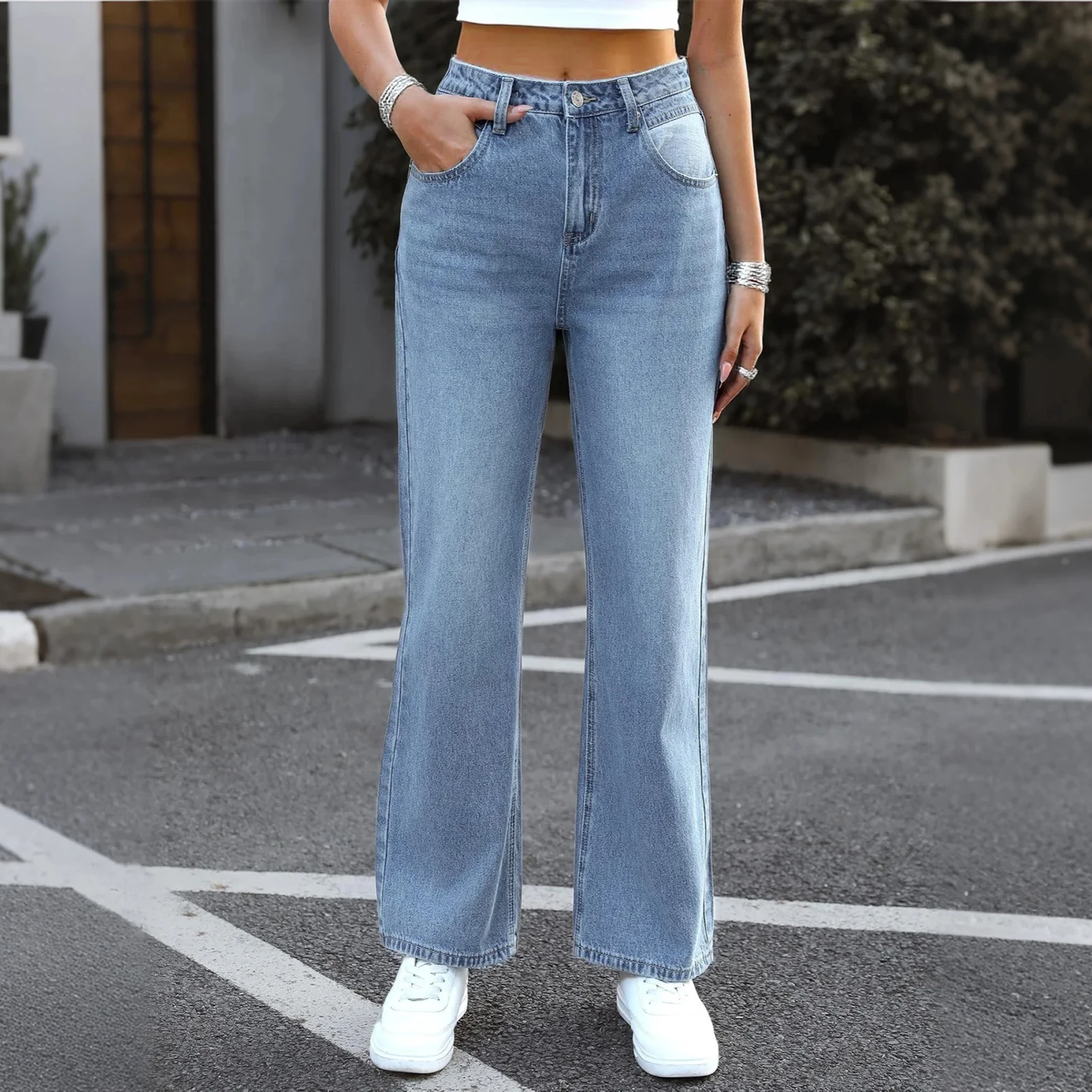 

Women'S Jeans Loose Straight Jeans Ladies Fashion Trousers Casual Street High Waist Wide Leg Pants Women'S Versatile Jeans