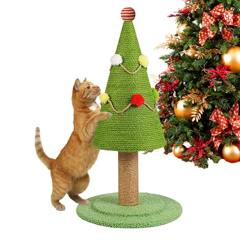 Christmas Tree Scratching Post Cartoon Scratch Posts For Indoor Cats Aesthetic Tree Ornaments Natural Sisal Cat Scratching Board