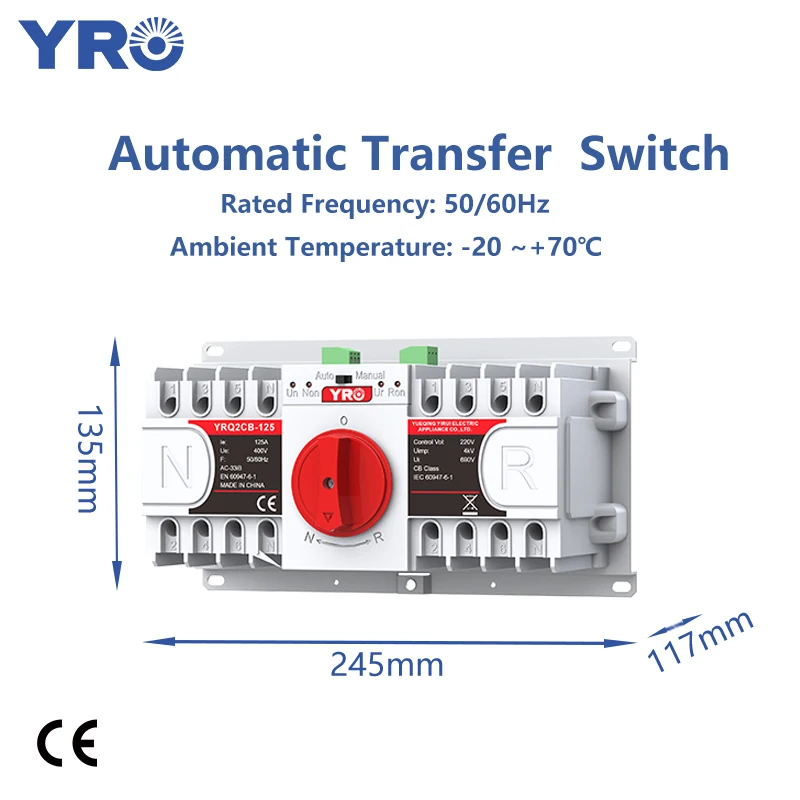 ATS 4P 63/125A Dual Power Automatic Transfer Switch Uninterrupted Power Equipped With Fire Protection Function/Generator restart