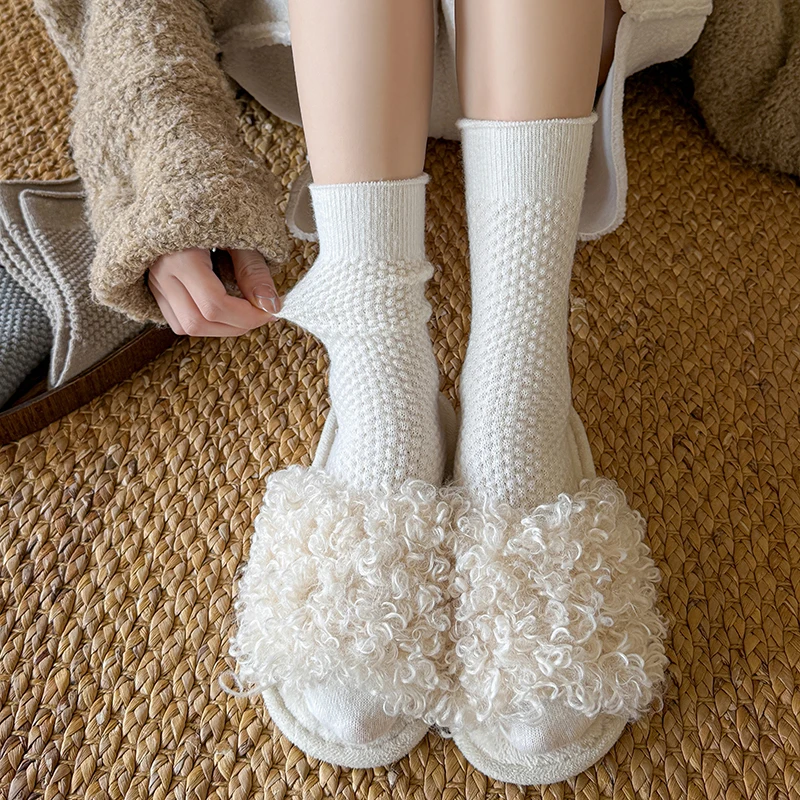 Thick Socks For Women High Quality New Japanese Style Warm Socks Sleep Casual Outdoor Long Socks Basic Solid Color Trendy Simple