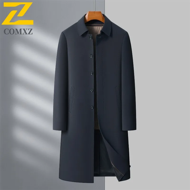 COMXZ موضة الرجال أسفل سترة الراحة في الهواء الطلق مكتب طويل الركبة الدافئة خندق معطف عادية انفصال الداخلية بطانة الشتاء معطف مبطّن