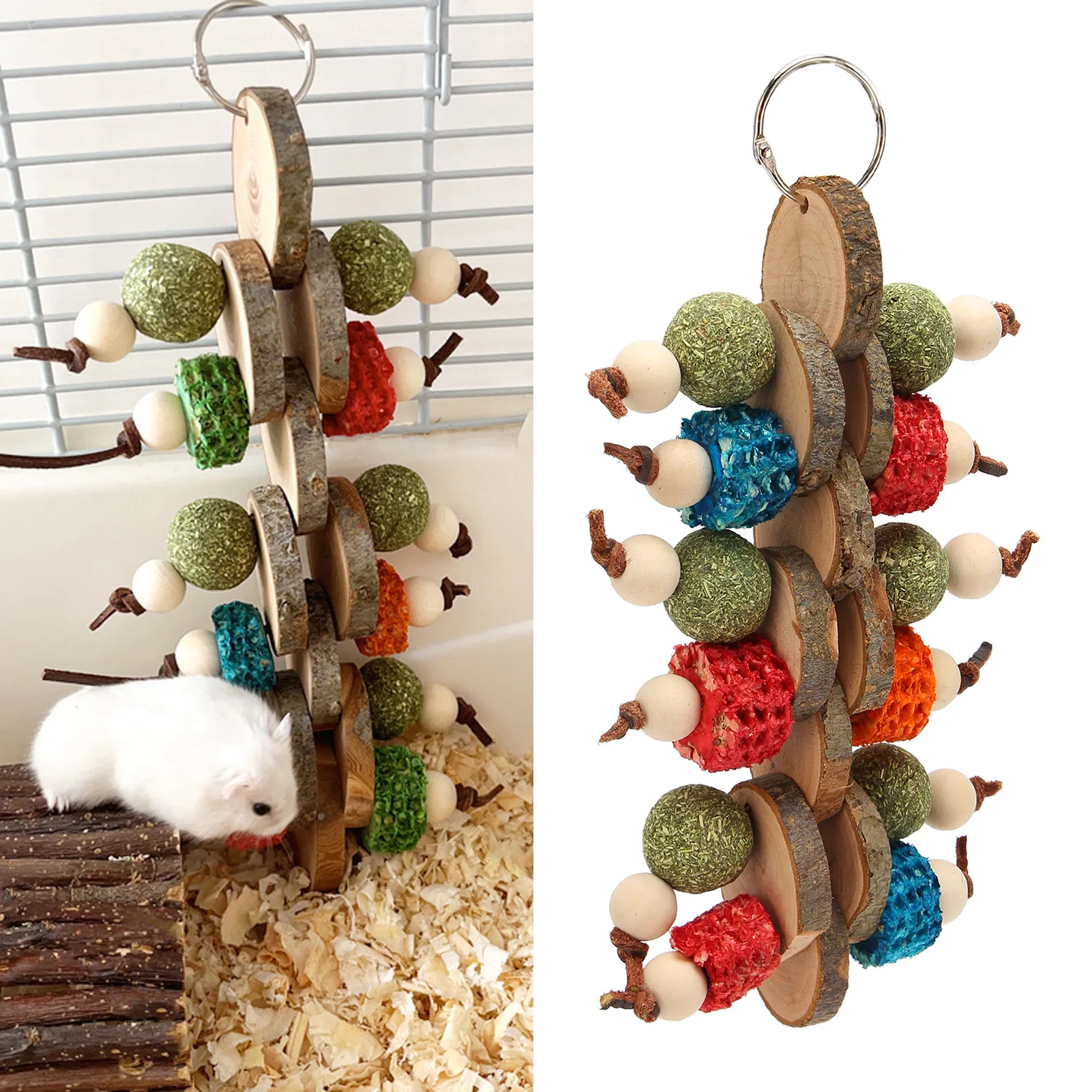 Bunny Cage Hanging Chew Toys Hand Crafted Multi Purpose Improves Digestion Rabbit Chew Toys For Teeth Grinding