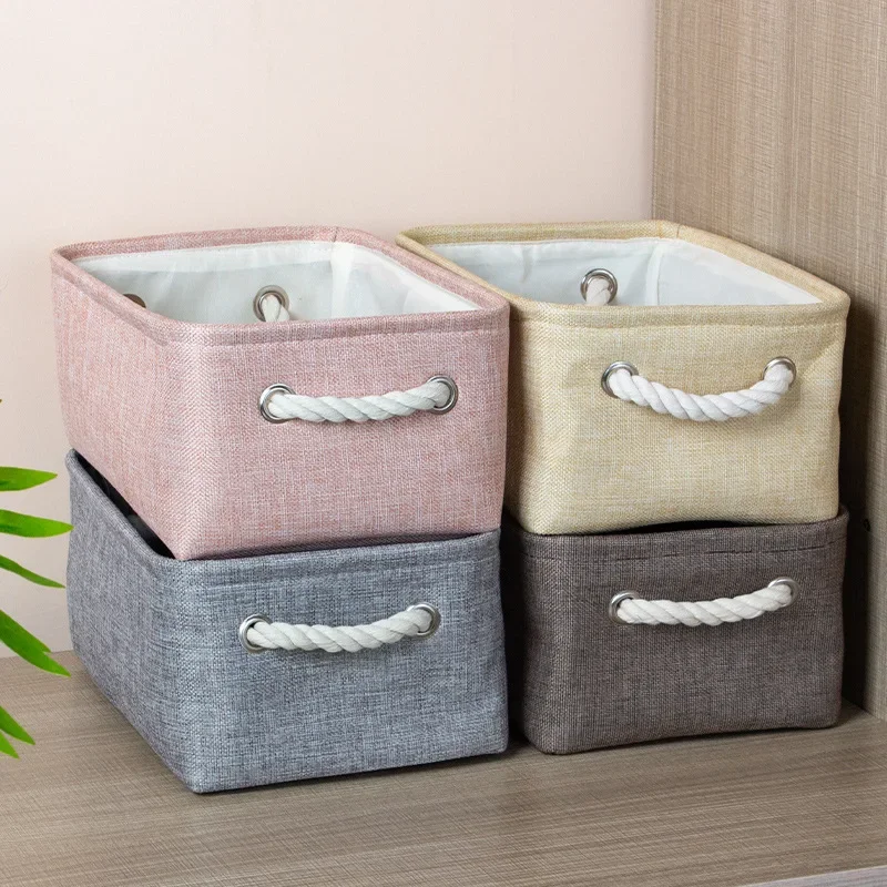 Cotton Linen Folding Storage Baskets Kids Toys Organizer Clothes and Sundries Storage Box Cabinet Bag Laundry Basket WF