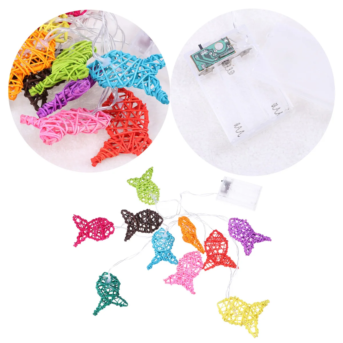 1,2 м светодиодные красочные гирлянды в форме рыбы, набор 10 лампочек для рождественской свадьбы, вечеринки, дома и улицы, декоративные веревочные гирлянды