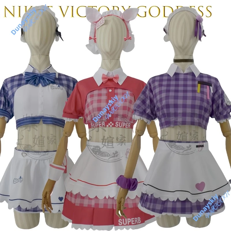 

NIKKE: Victory Goddess Crepe Collaboration Косплей Костюм-Алиса и Назя и Тиа горничная Kawaii Аниме Наряд Хэллоуин Ролевые игры