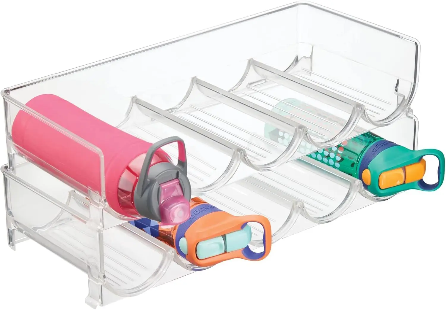 

Stackable Clear Plastic Wine Bottle Rack Organizer for Kitchen Countertop Fridge Storage Holds 5 Bottles Each 2 Pack