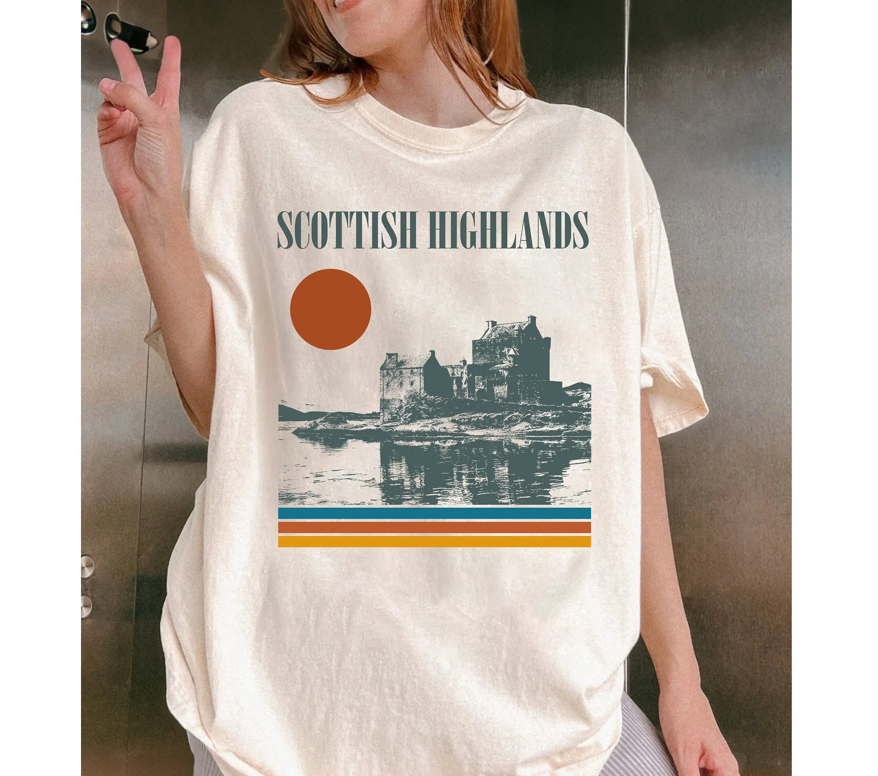 

Scottish Highlands T Shirt Vintage Retro Travel MinimalisT