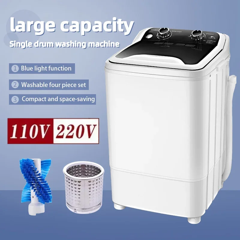 Accueil 7,5 L grand seau 3 en 1 machine à laver semi-automatique, panier de drainage en acier inoxydable, peut laver les sous-vêtements, les chaussettes et les chaussures