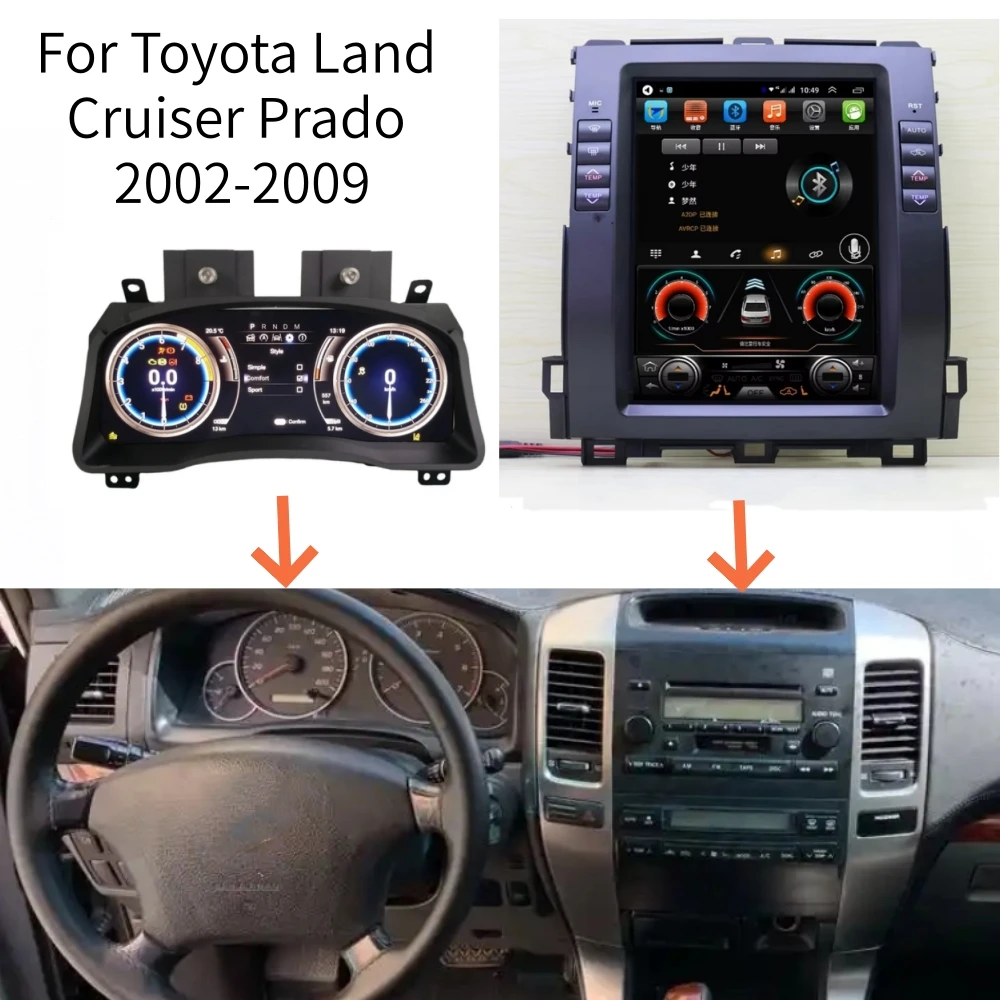

LCD Screen For Toyota Land Cruiser Prado 2002-2009 Android Digital Dashboard Panel Instrument Cluster Speedometer Meter Carplay