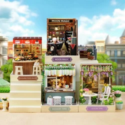 Diy Mini Wooden Dollhouse With Dust Cover Case 2014 DIY Small House Kit Making Assembling Room Models Toys For Kid Birthday Gift