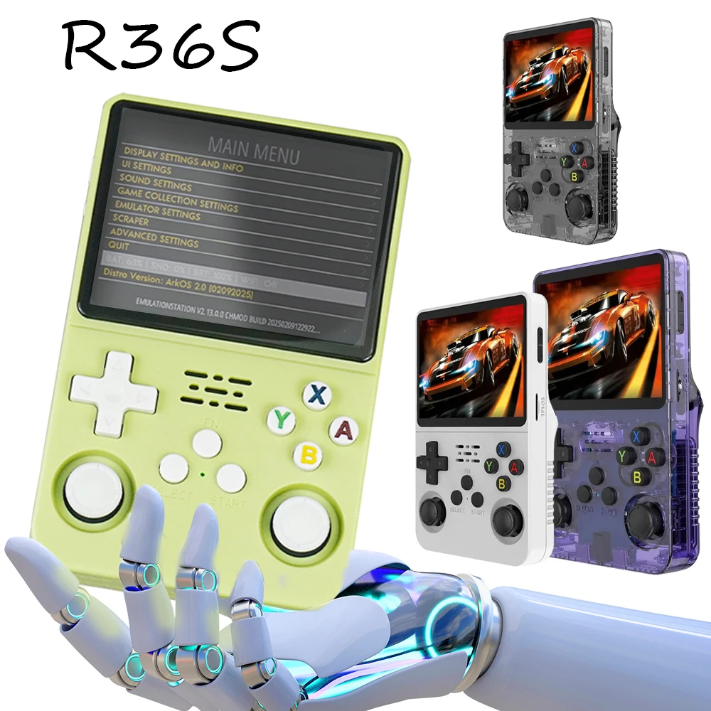 R36S Handheld Game Console 3.5Inch IPS Screen 128G Classic Retro Games Consoles Arkos System Portable Pocket Video Game Player