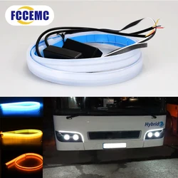2 uds 24V luz LED para camión 30cm 45cm 60cm 70cm luz de circulación diurna para coche barra de lámpara decorativa con función de dirección amarilla lámpara de señal