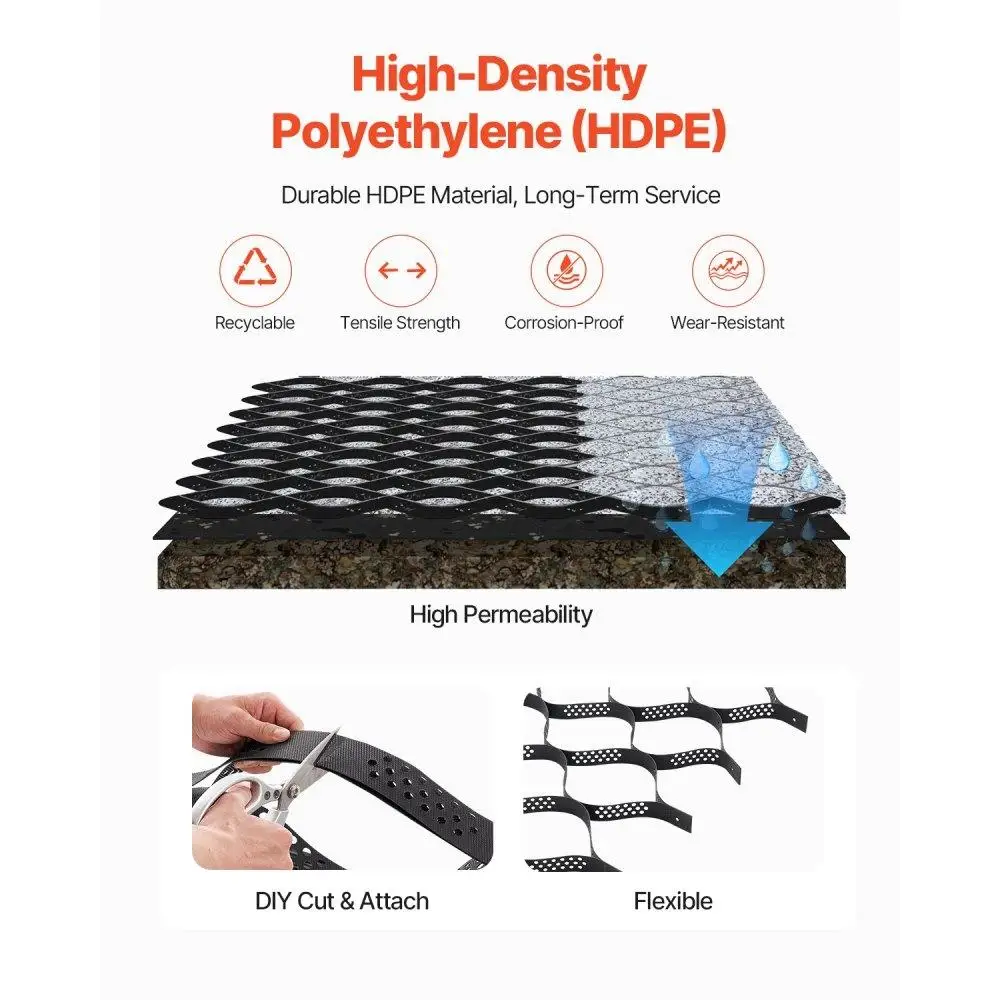 Geocell Ground Grid 2-дюймовая глубина 16,4x6,5 футов для решения для стабилизации гравия 5000x1980 мм Экологичные земляные работы