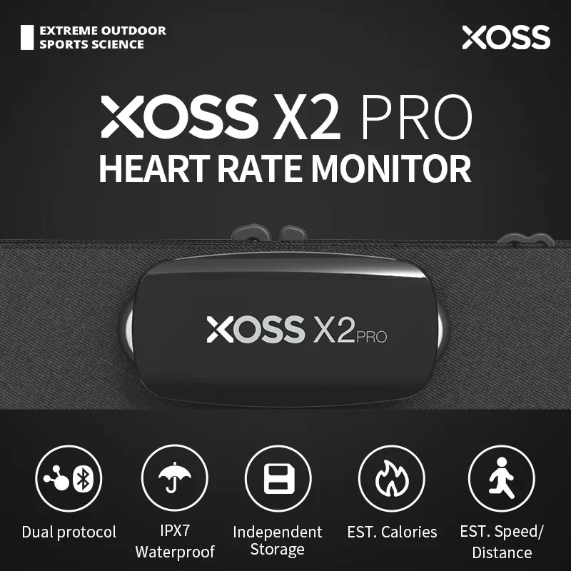 

XOSS X2 Pro Heart Rate Sensor Independent Record Chest Strap HRM Monitor Bluetooth ANT+ Health Fitness Smart Bicycle Sensor