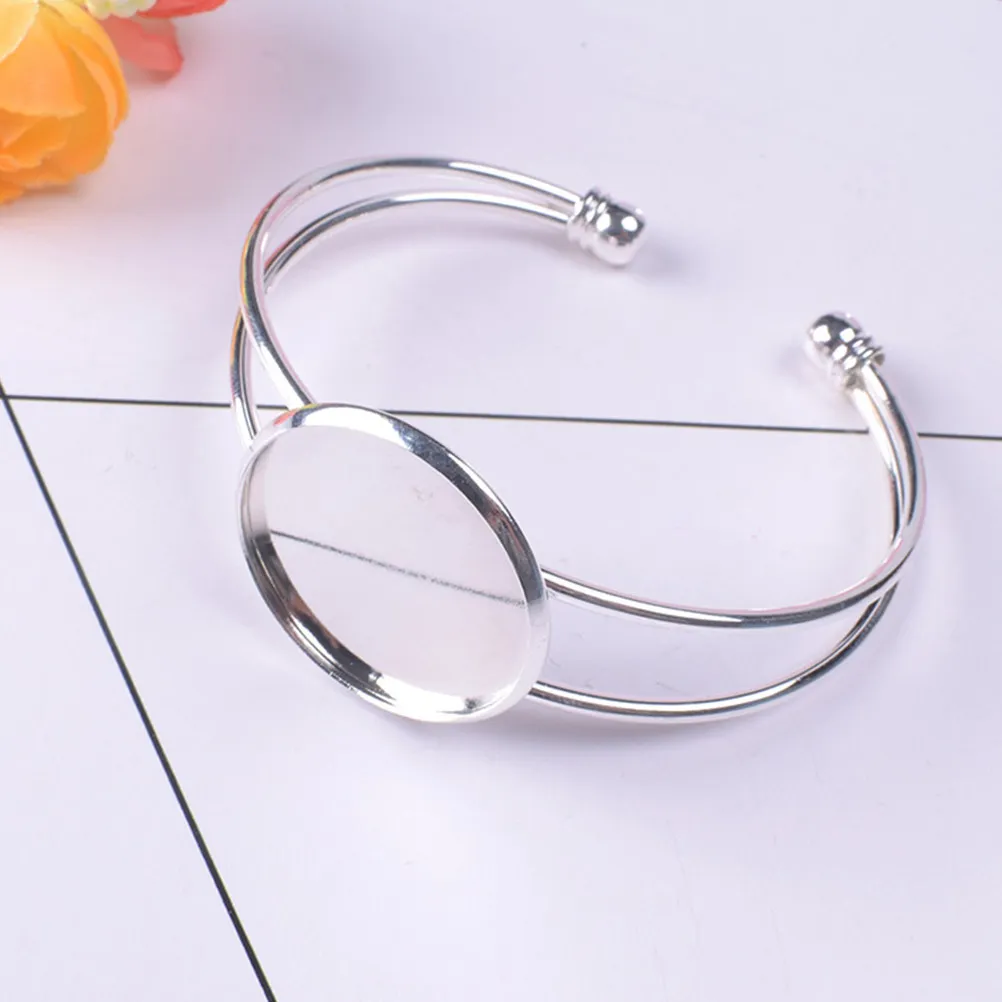 6pcs 18mm Round Copper Bracelet Bezels for DIY Resin Jewelry Making, Cameo Photo Pendant Craft Supplies