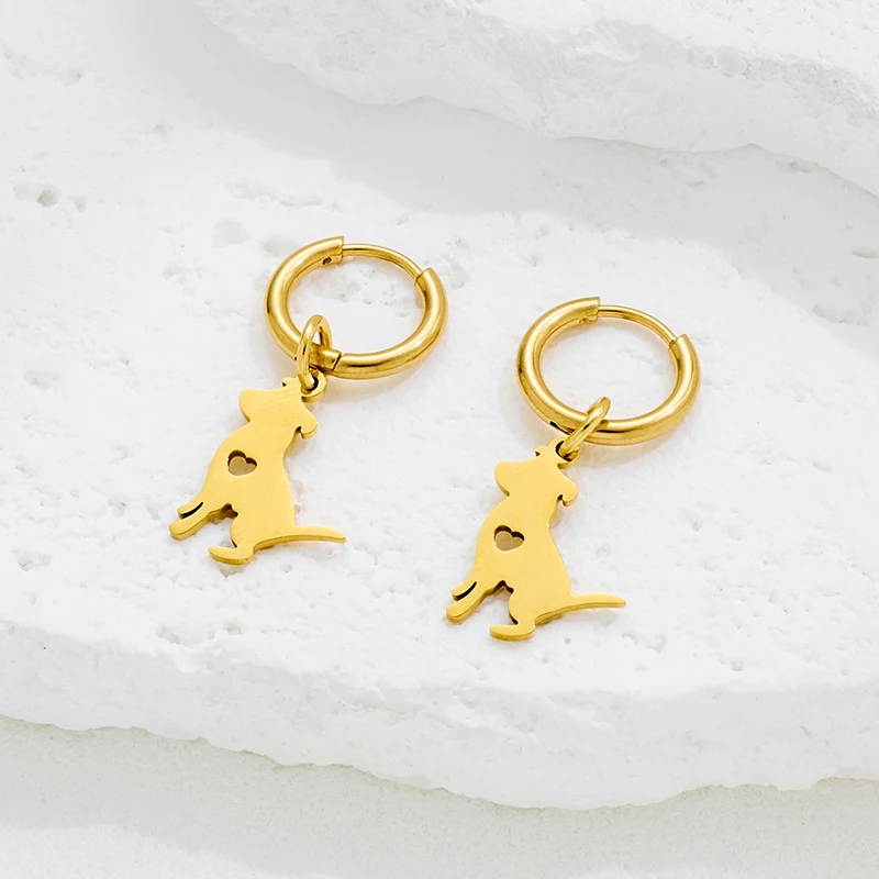 Popular French Bulldog Pendant Hoop Earrings for Women Metal Cute Animal Dangle Earings Fashion Jewelry Birthday GIfts