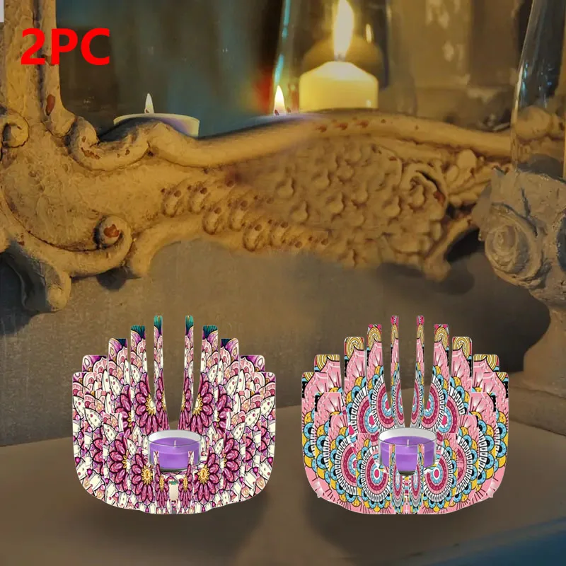 

2 набора алмазной живописи «сделай сам», алмазная живопись из ПЭТ-материала, украшения для подсвечника с рисунком мандалы