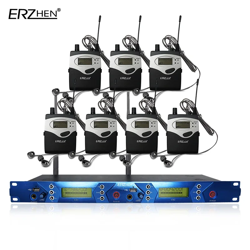 ERZHEN EM5012 نظام مراقبة داخل الأذن لاسلكي متعدد الارسال جهاز مراقبة لاسلكي داخل الأذن احترافي لأداء المسرح