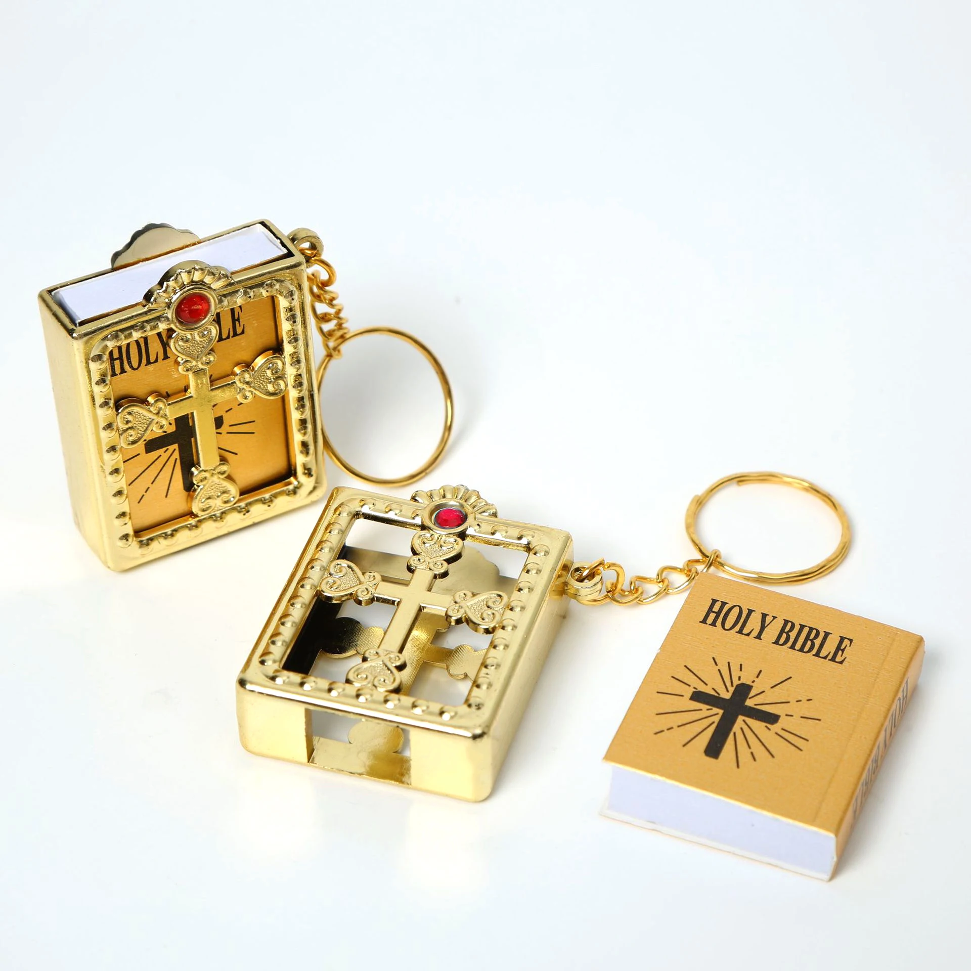 Fashion Holy Bible Keychain Mini Christian English Book Key Ring For Gift