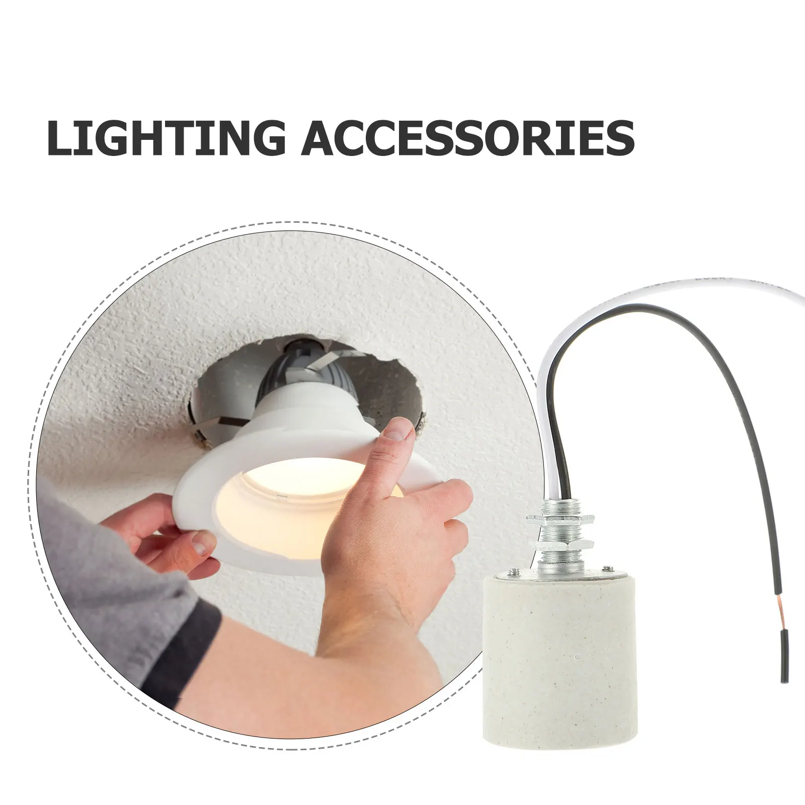 

5pcs E27 Ceramic Lamp Head Light Socket Replacement Parts Base Nut Screw Bulb Holder Heat Resistant Easy Install LED Lamp Tube