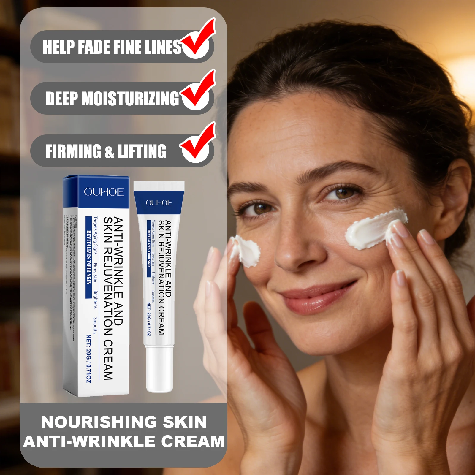 

OUHOE Anti-Wrinkle Nourishing Skin Cream Deeply Penetrate Long-Lasting Moisturizing Improve Firmness Enhance Elasticity