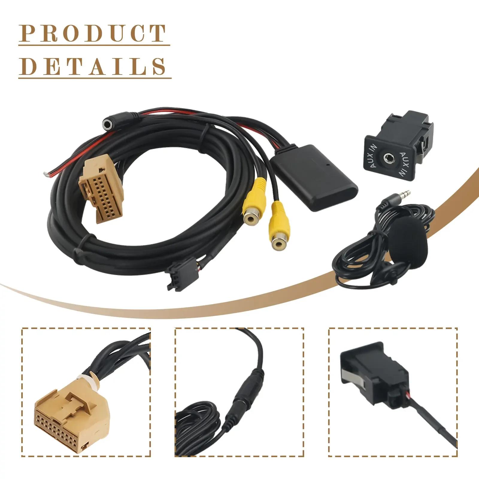 

12V Bluetooth-compatible Car AUX Cable Adapter Music Audio Mic 26cm For Q7 A6 A8 2006-2008 Replacement Car Part