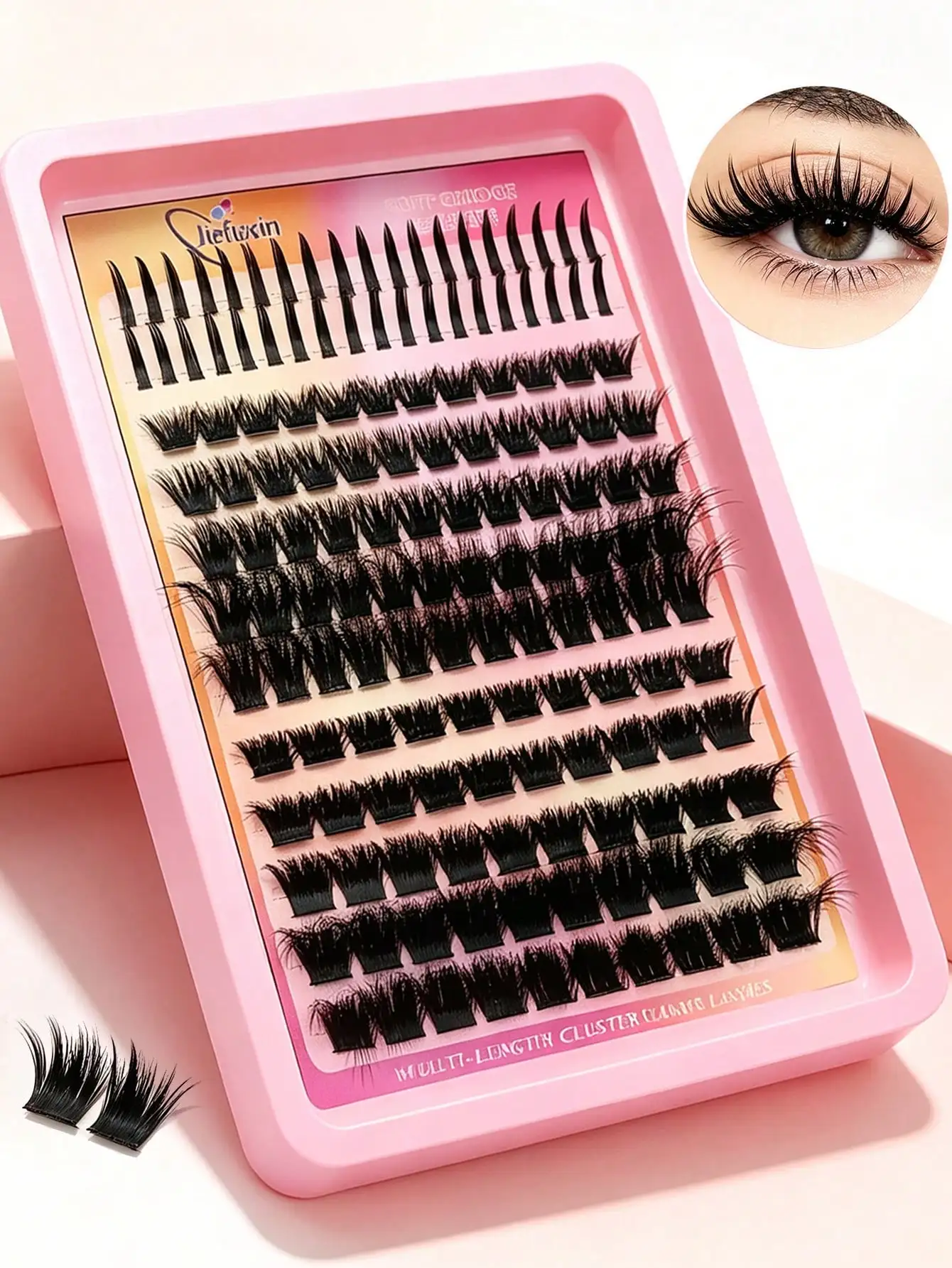 12 Reihen gemischte DIY-Wimpernbüschel mit spitzer Spitze, 3D-Kunstnerzwimpern, weiche, feine Einzelwimpern, wiederverwendbar, leicht, natürliches Augen-Make-up – Detail 1