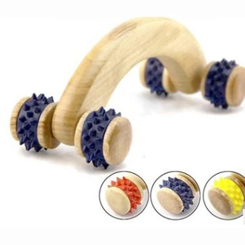 HANRIVER مدلك خشبي بأسنان ملتوية مدلك خشبي مستدير للرعاية الصحية المنزلية، هدية