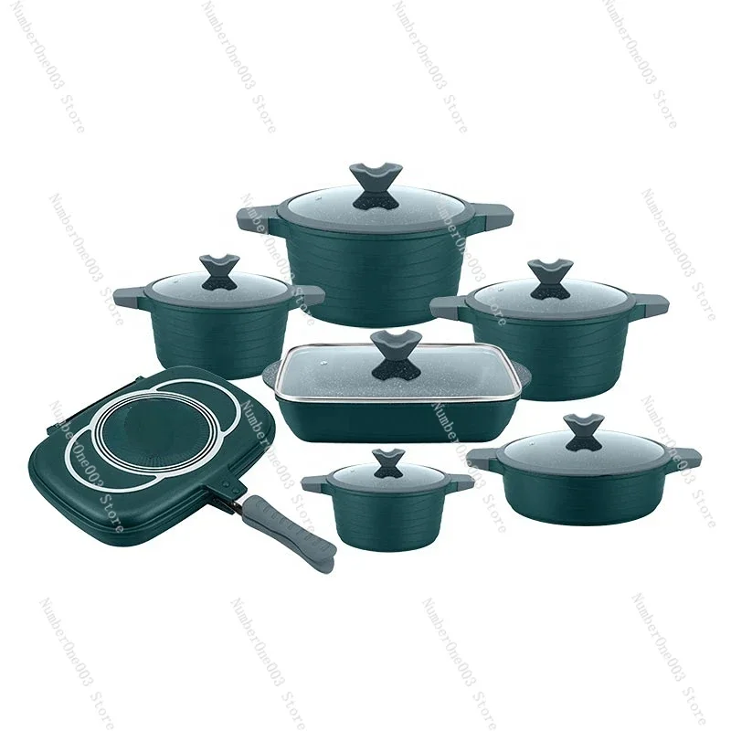 

14 pcs Aluminium Die Casting Non stick Cookware Set Roasting Pans With Frying Pan