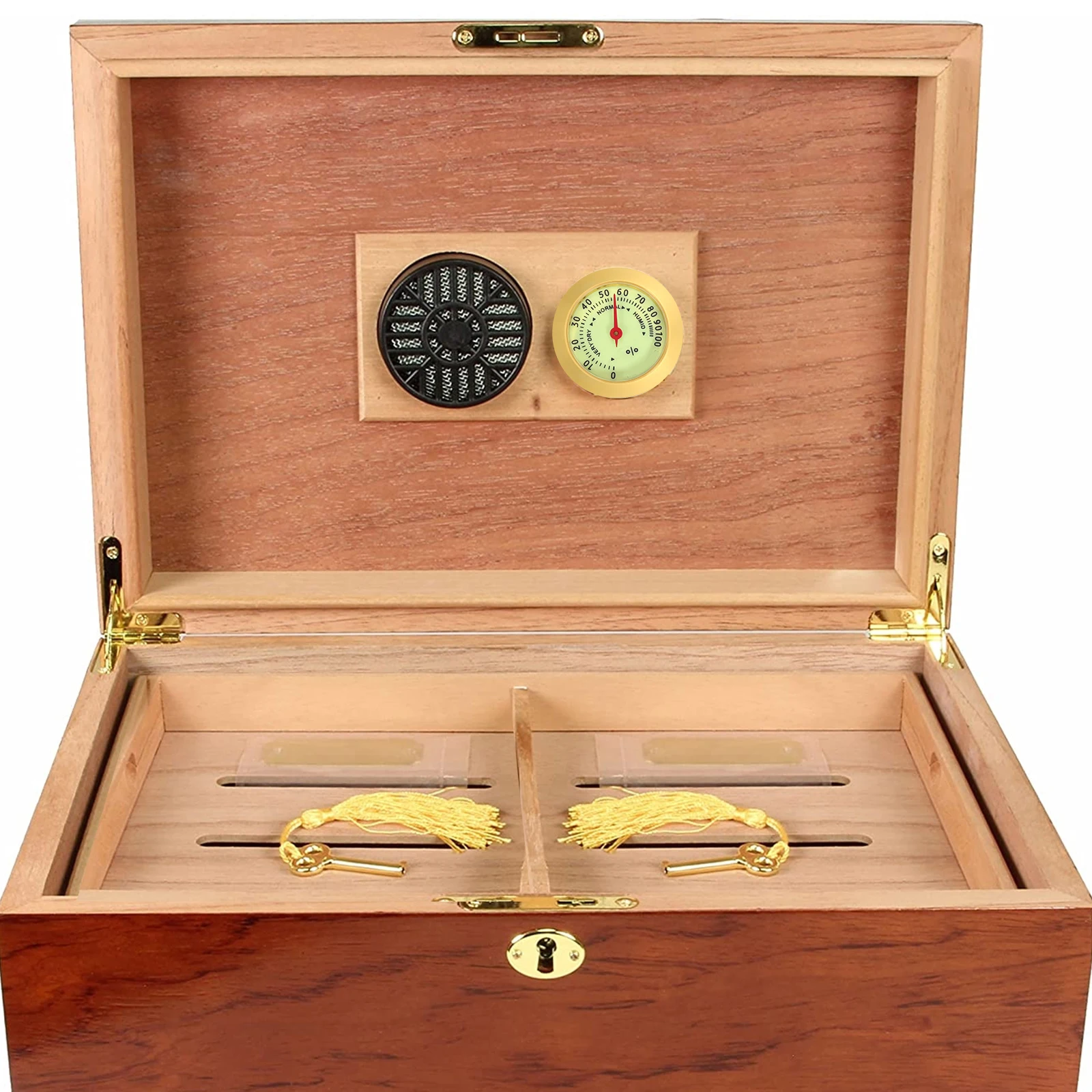 Kleines analoges Hygrometer, mechanisches rundes Feuchtigkeitsmessgerät für Zigarrenschachtel, Humidor-Aufbewahrung, Gitarrenkoffer, Heimgebrauch
