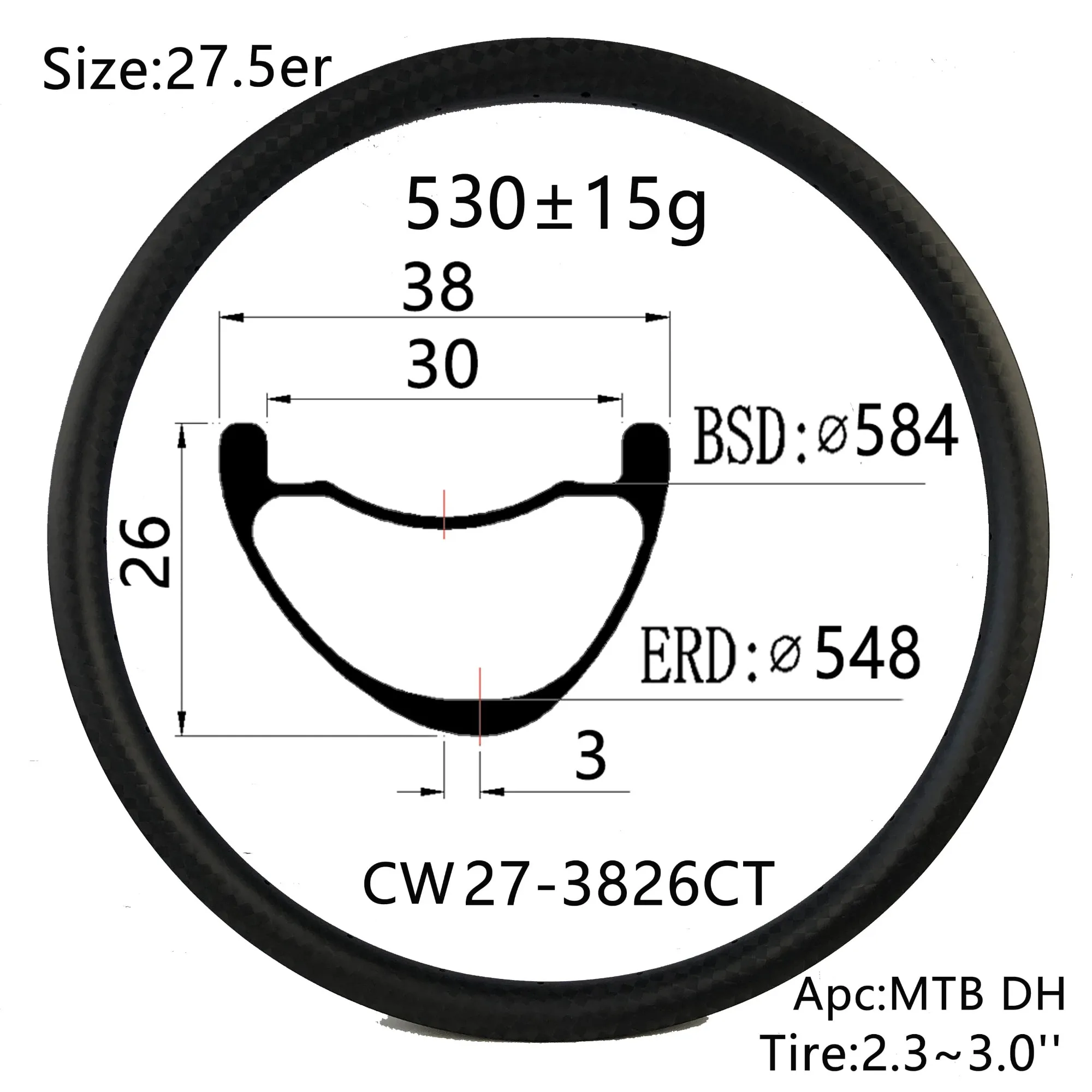 Asymmetry design 29er 27.5 inch mountain bike All mountain UD carbon rim 38mm width 26mm depth cross MTB DH AM bike wheel racing