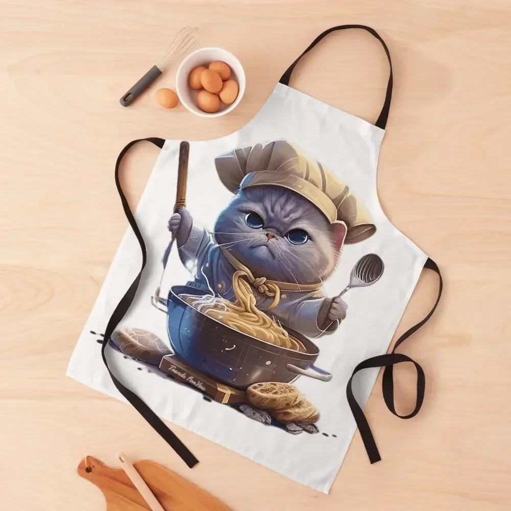 

Cat cook spaghetti Apron Waterproof Kitchens Woman Women's Dress Apron