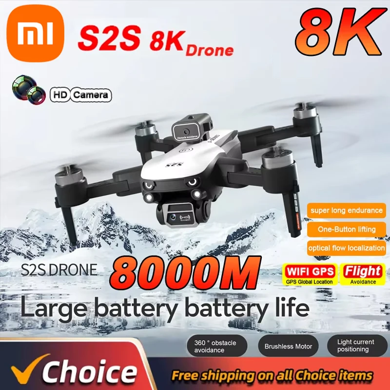 XIAOMI S2S Drone 5G WIFI Launching Water Bomb Brushless Power Electric Adjustment 3 Camera Drone Quadcopter for Adult Child Toys